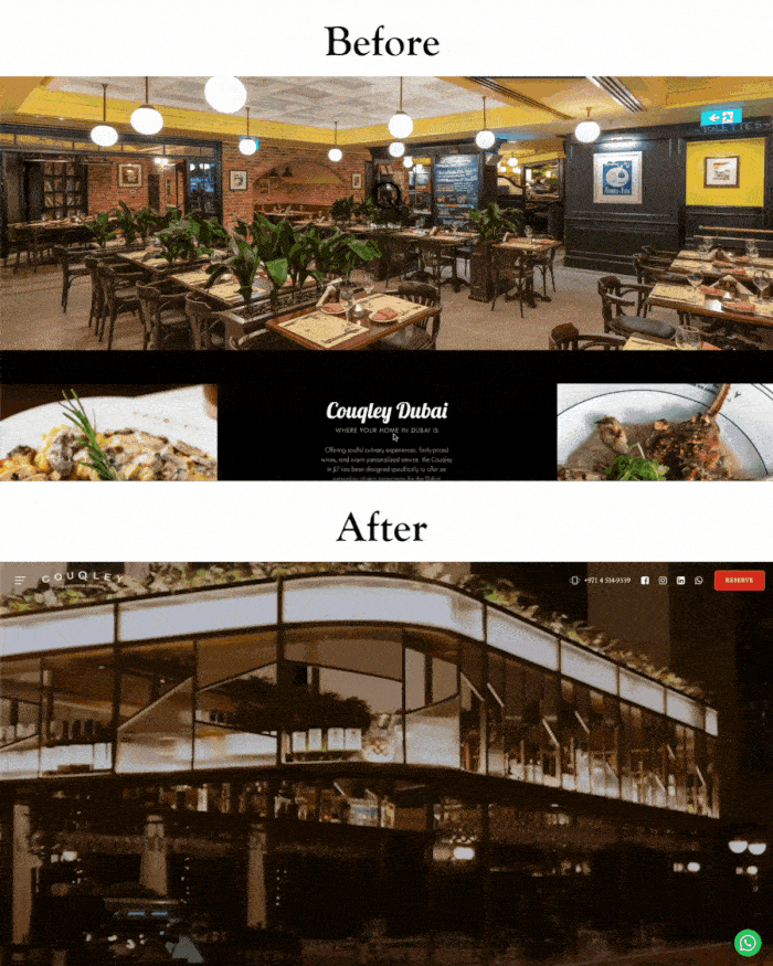 The old homepage above, the new one below
