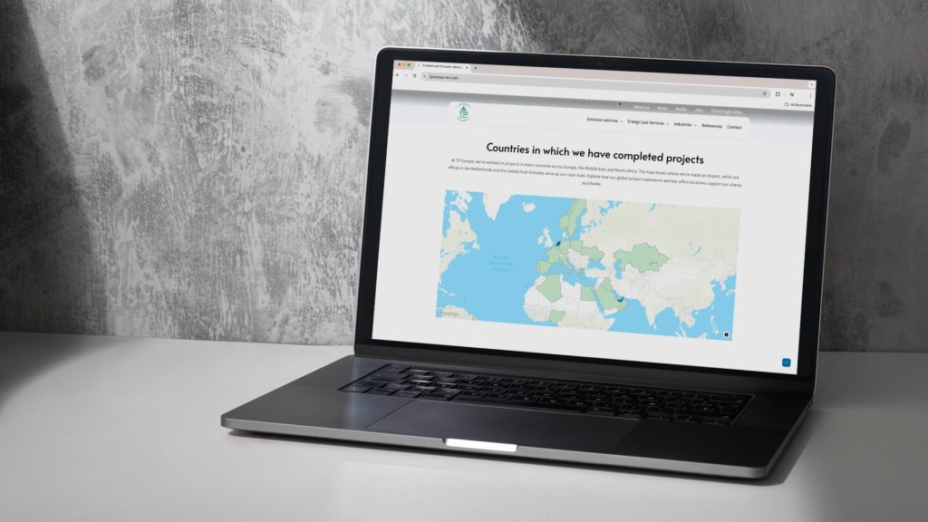 TP Europe’s website, showing the countries where they’ve completed projects