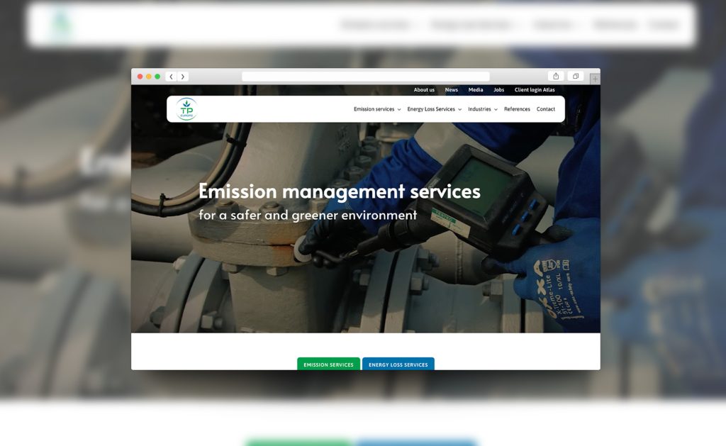 The homepage of TP Europe’s website in a browser mock-up