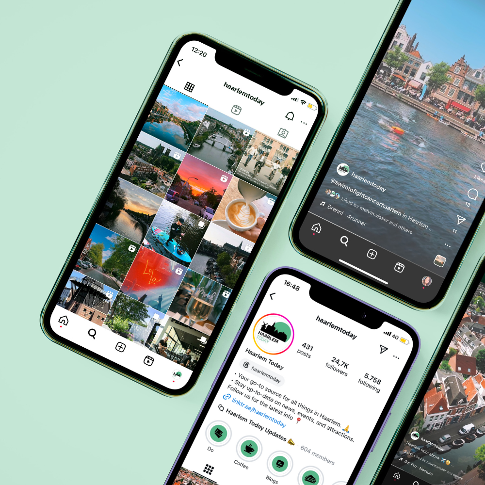 Haarlem Today on Instagram, with its grid and reels